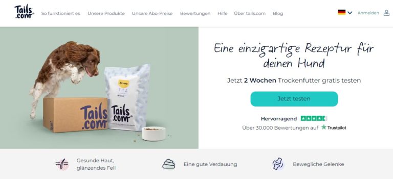 2 Wochen kostenloses Trockenfutter für Hunde tails.com