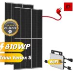 Balkonkraftwerk 810Wp / 800W mit Trina Vertex S und Hoymiles HMS-800W-2T, Mini-Solaranlage, Plug and Play