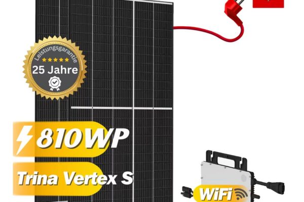 Balkonkraftwerk 810Wp / 800W mit Trina Vertex S und Hoymiles HMS-800W-2T, Mini-Solaranlage, Plug and Play